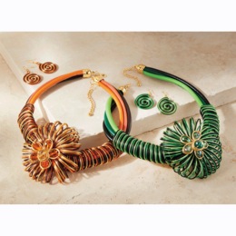 Colorful Coil Blossom Necklace &amp; Earrings Set, , large