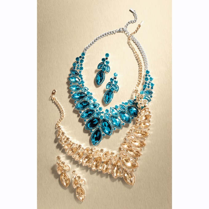 Crystal Marquise Necklace and Earring Set, , large