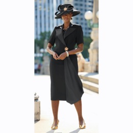 Sharisha Tuxedo Sheath Dress and Hat, , large