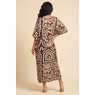 Kia Long Geometric Print Caftan for Women, Brown Ivory, large