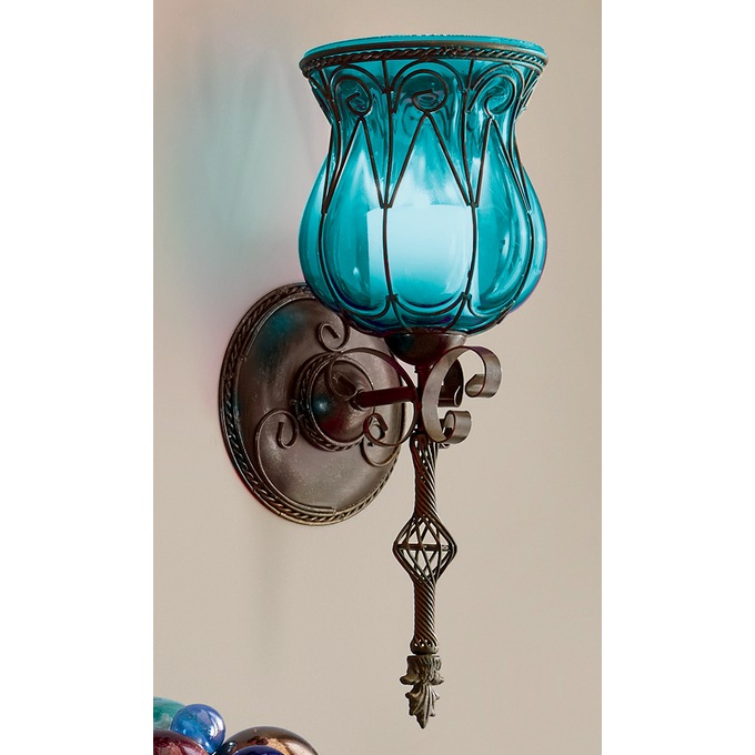 Captured glass shop wall sconce