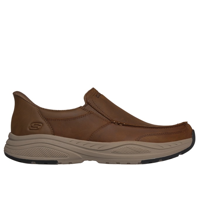 Skechers Men's Hands Free Slip-ins Norman Moc Toe Shoe, Dark Brown, large
