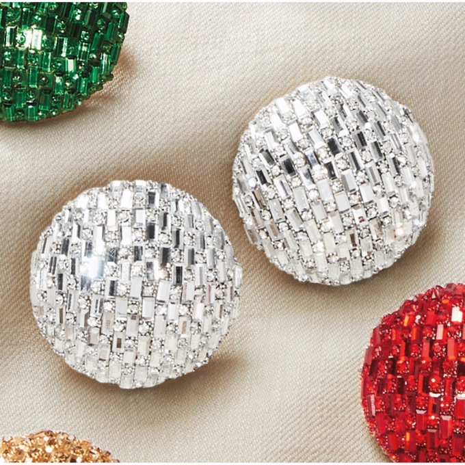 Pave Crystal Dome Earrings, , large