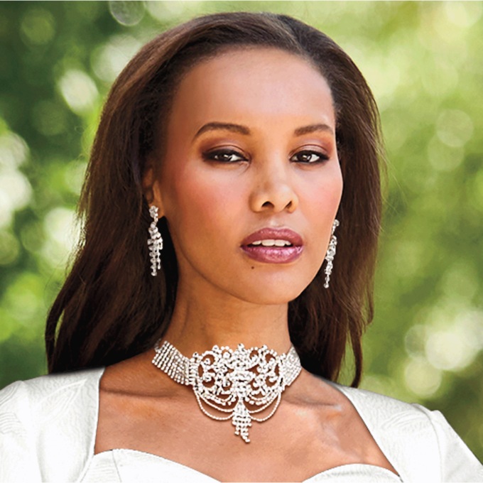 Crystal Vintage-Style Choker & Earring Set, , large
