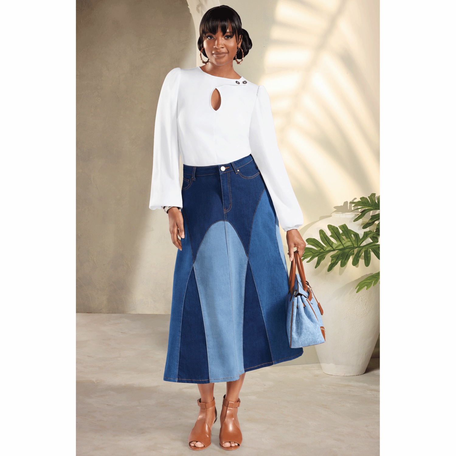 Phaedra Patchwork Denim Skirt | ASHRO