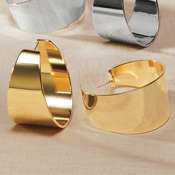 Wide Hoop Earrings, , large