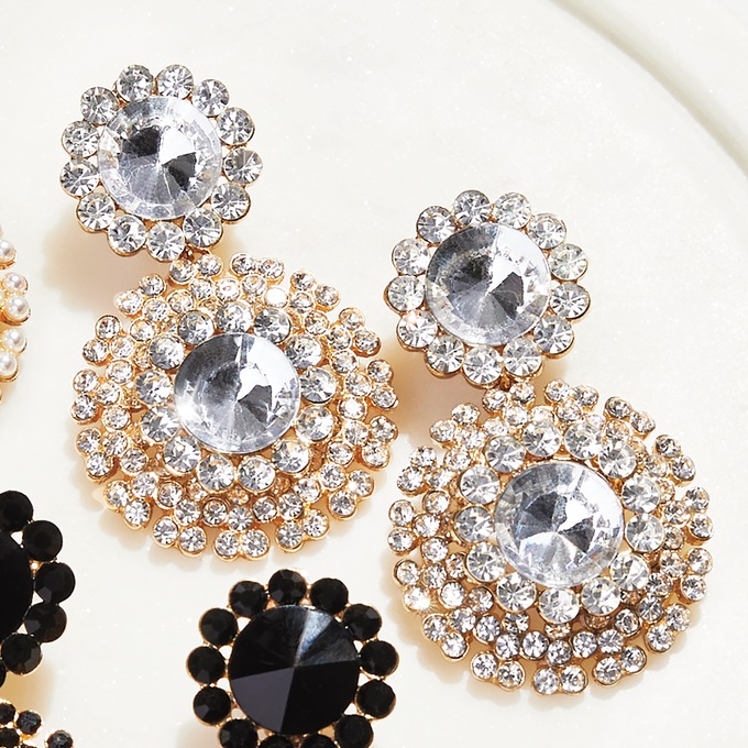 Beaded Double-Drop Clip Earrings, , large