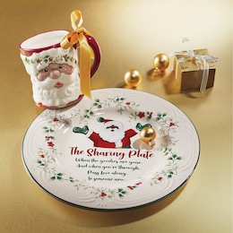 Pfaltzgraff Winterberry African American Santa Mug and Pfaltzgraff Winterberry African American Santa Sharing Plate, , large