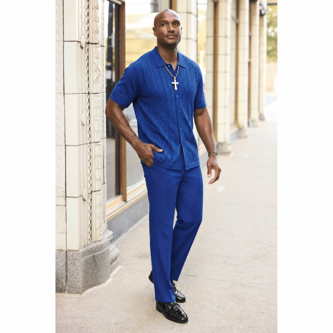 Stacy Adams Jacquard Stripe Pant Set, , large