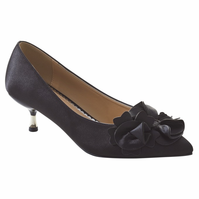 Amanda D’laurie Ruffle Kitten Heel for Women in Satin with 2” Dual-Finish Heel, , large
