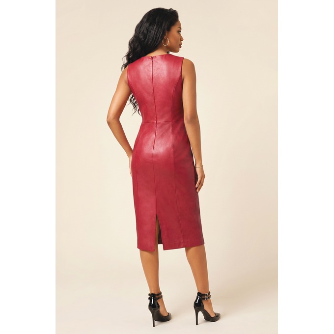 Shabrina 2-Piece Faux-Leather Jacket Dress with Bell Cuffs, , large
