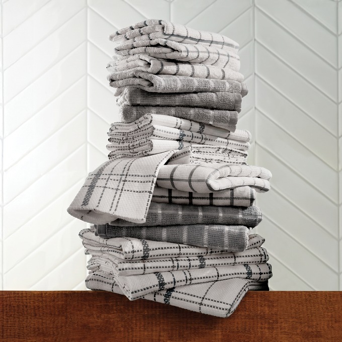 Color Connection 20-Piece Kitchen Towel Set in Absorbent Cotton, , large
