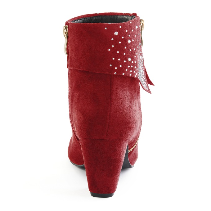 Rhinestone Cuff Women's Ankle Bootie in Faux Suede with 2.75" Heel, , large