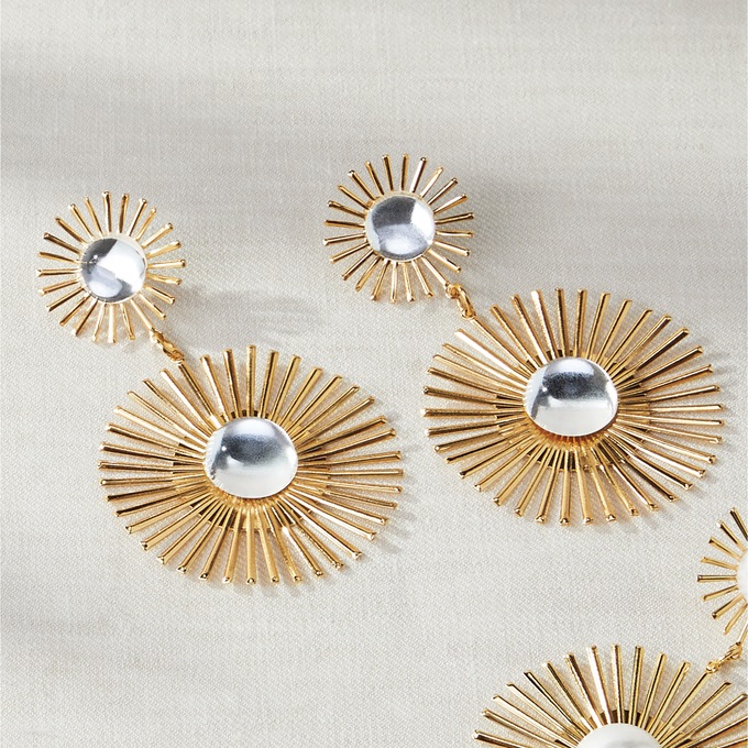 Stone/Rays Drop Earrings, , large
