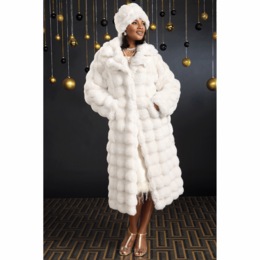 Ruby Faux-Fur Coat and Pillbox Hat, , large