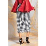 Hudson Houndstooth Midi Pencil Skirt with Feather Trim, , large