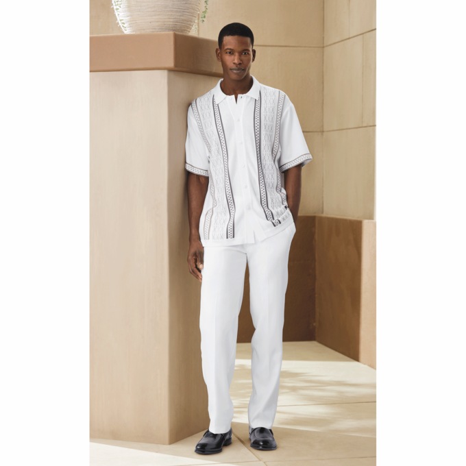 Stacy Adams Tonal Stripe Pant Set, , large