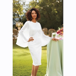 Willette Pleated-Sleeve Sheath Dress, , large