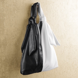 Black &amp; White Satchel, , large