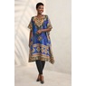 Lulit Short Caftan with V-Neck in Regal Border Print, Blue Multi, large