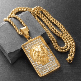 Majesty Men&#39;s Lion Head Tag Pendant, , large