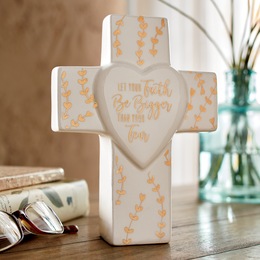 Faith Over Fear Ceramic Cross, , large