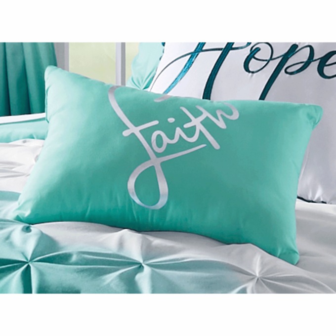 Faith and Hope Accent Pillows, Teal, large