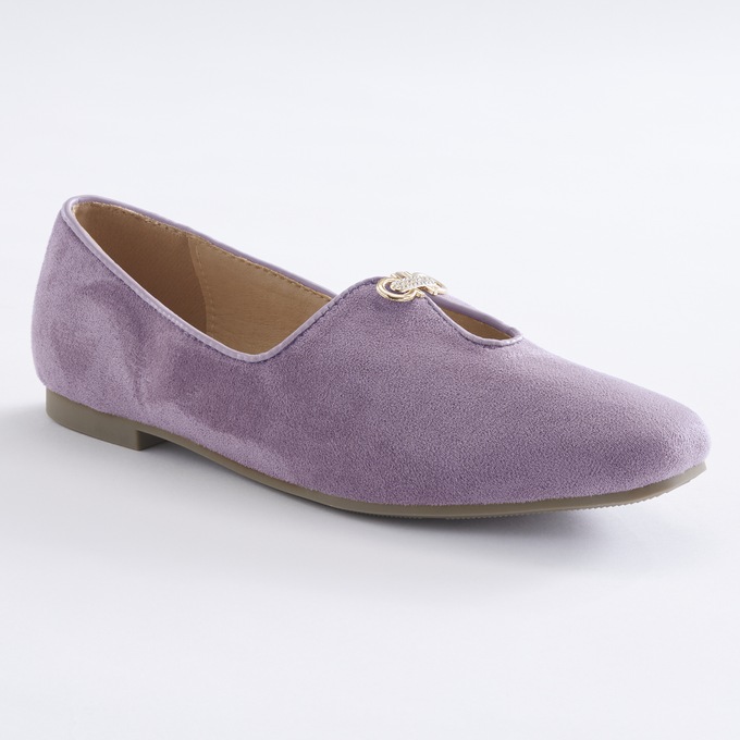 The Classique Keyhole Faux-Suede Flat for Women with Rhinestone Accent, , large