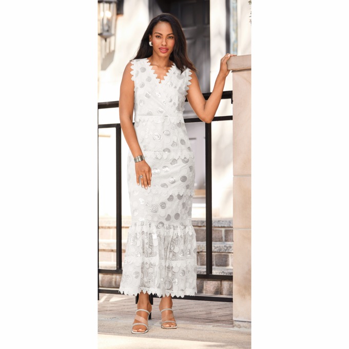 Makena Sequin and Lace Maxi Dress, , large
