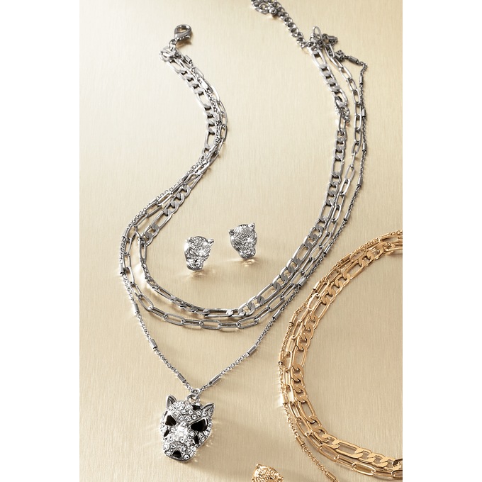 Crystal Leopard Necklace and Earring Set, , large