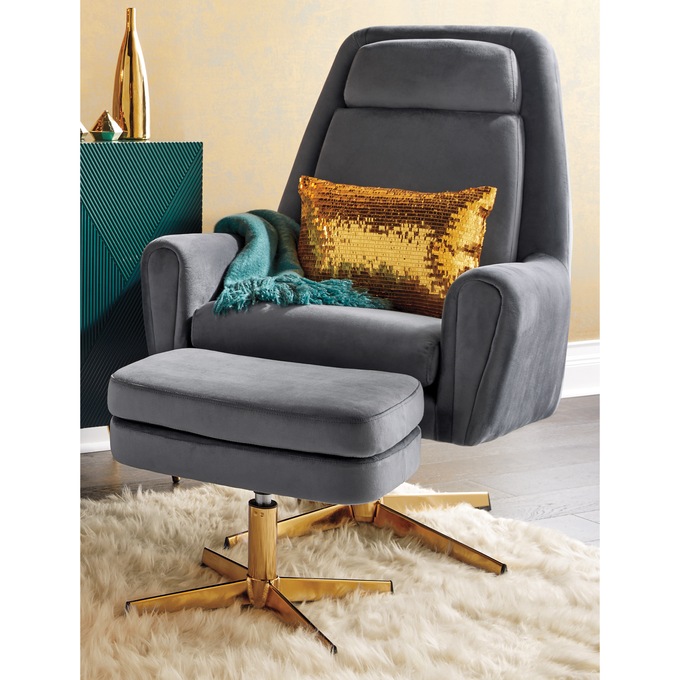 Naida Pedestal Armchair & Ottoman, , large