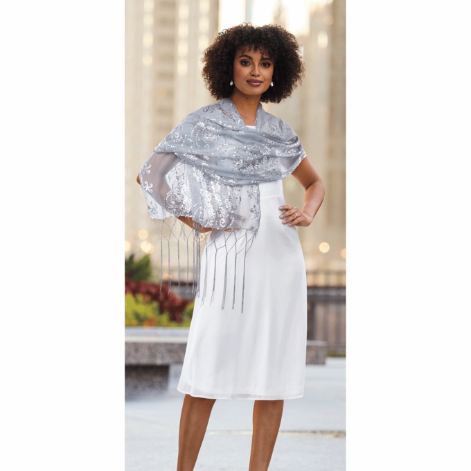 Sequin Embellished Wrap, , large