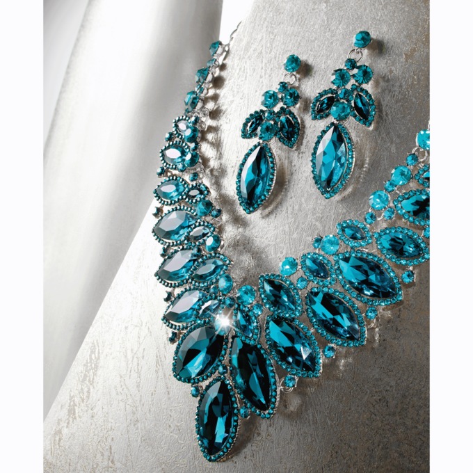Crystal Marquise Necklace and Earring Set, , large