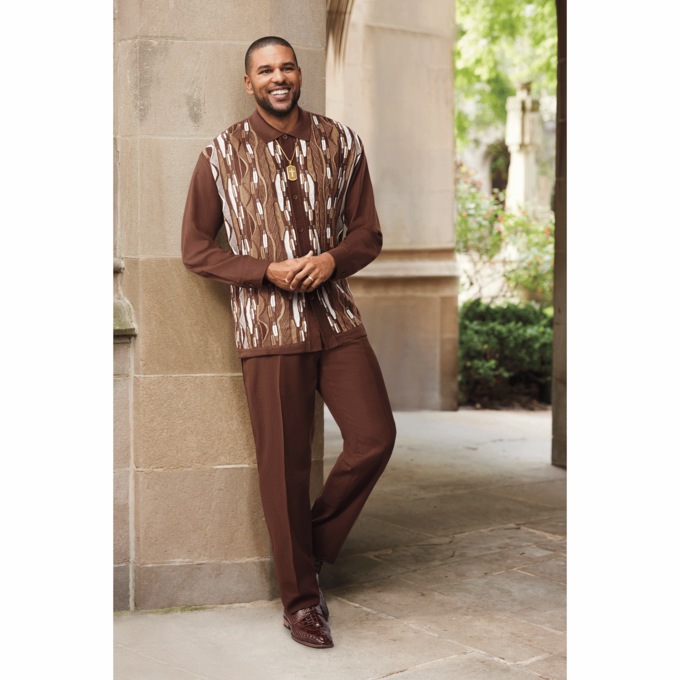 Stacy Adams Knit-Front Pant Set, , large