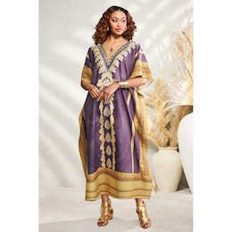 Salma Women&rsquo;s Long Dashiki-Print Afrocentric Caftan with V-Neck, , large