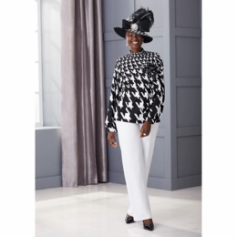 Jackie Houndstooth Pant Set and Georgia Houndstooth Hat, , large