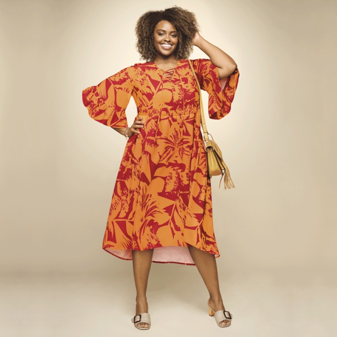 Lattice Tie-Front Fit-N-Flare Dress, , large