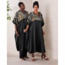 Zulu Long Unisex Satin V-Neck Caftan with Colorful Afrocentric Print, , large
