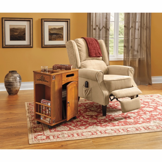 Massage Wingback Recliner with Heat, Textured Tan, large