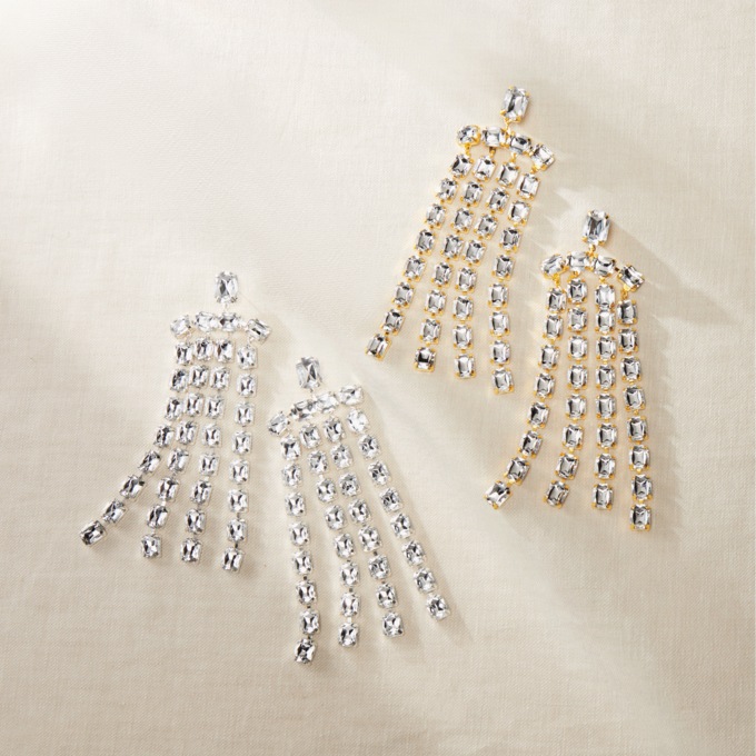 Crystal Fringe Drop Earrings, , large