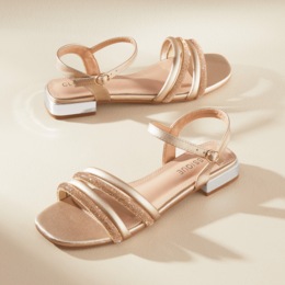 Classique Metallic Quarter-Strap Sandal, , large