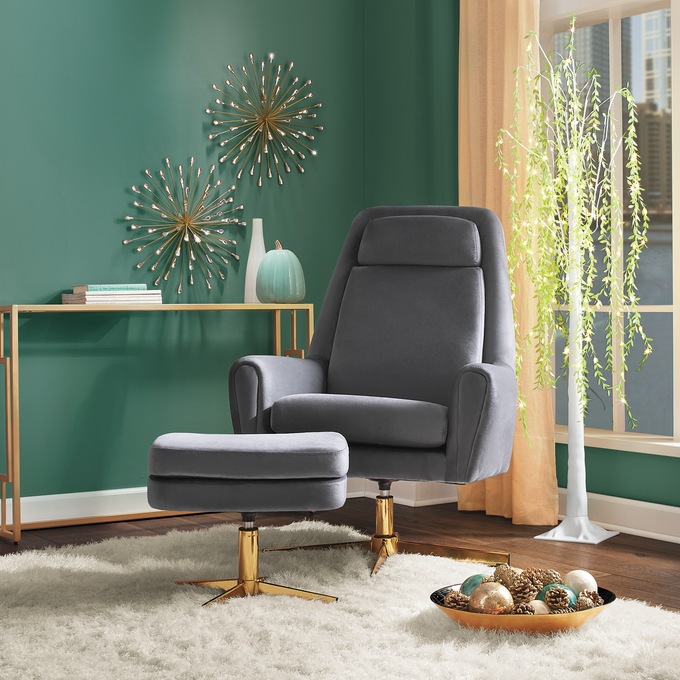 Naida Pedestal Armchair & Ottoman, , large