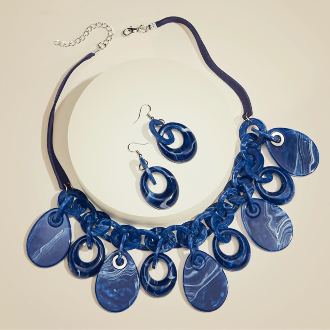 Acrylic Drop Necklace & Earring Set, , large