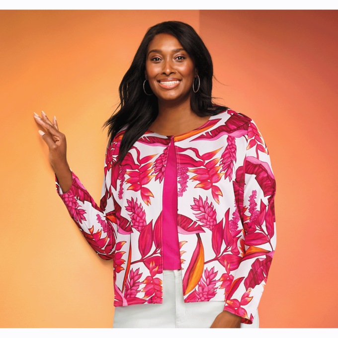 Floral-Print Jacket, , large