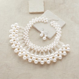 Faux-Pearl &amp; Bead Collar and Earring Set, , large