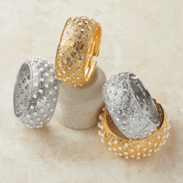 Jeweled Quilt-Pattern Hinged Bangle, , large