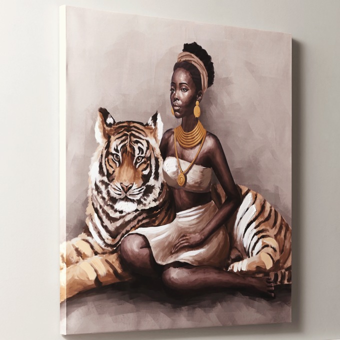 Tatiana with Tiger Canvas, , large