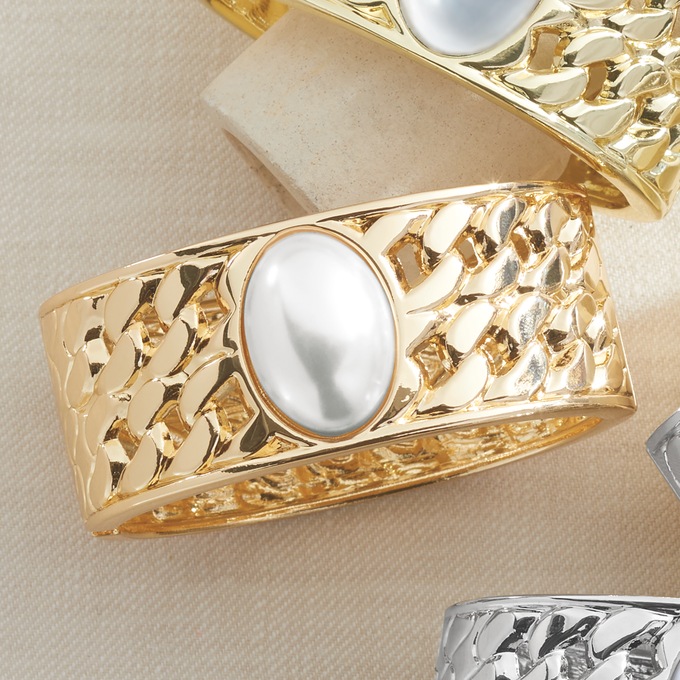 Accent Stone Hinged Bangle, , large