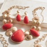 Faux-Stone Teardrop Necklace and Earring Set, , large