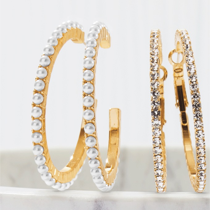 2-Pair Set of Dress Hoops, , large